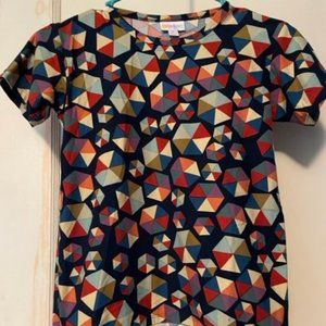 LuLaRoe Leggings Material Geometric Multicolor Girl's Gracie Top Size 8